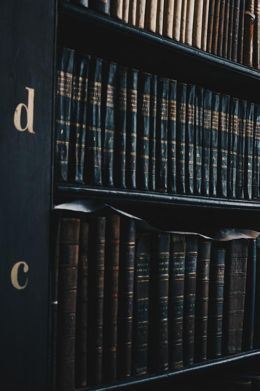 black wooden d and c bookshelf